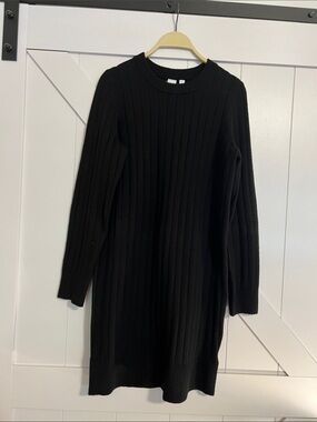 Gap Black Ribbed Long Sleeve Sweater Dress Size Medium